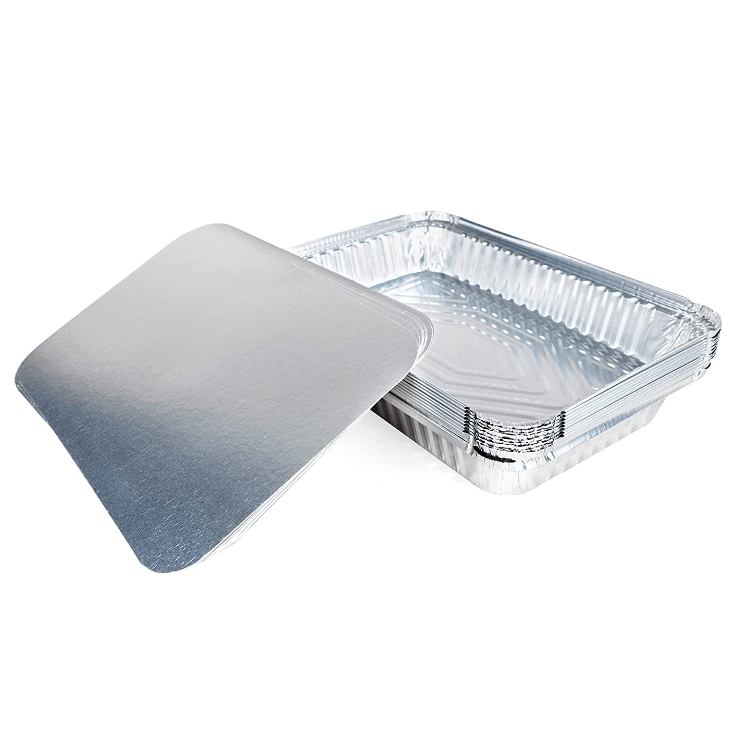 13" x 9" x 1.5" 4 lb.Oblong Aluminum Pans with Flat Foil-Covered Cardboard Lids 13" x 9" x 1.5" 4 lb.Oblong Aluminum Pans with Flat Foil-Covered Cardboard Lids 2
